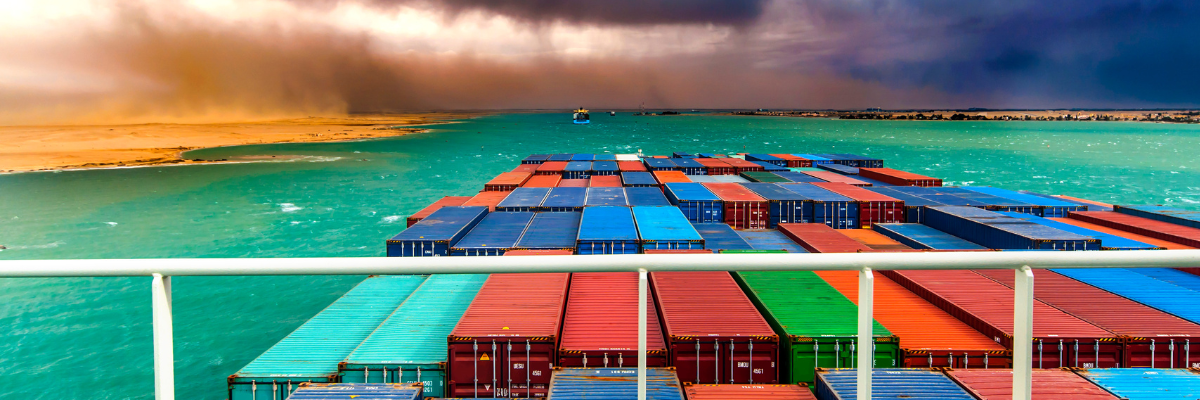 Container Ship crossing Suez Canal
